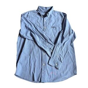 Chaps Men's Easy Care Long Sleeve Button Front Shirt Oxford Size XL Blue Soft